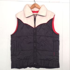 Vintage Vest by Windbreaker Black White Red Classic Chevron 80s